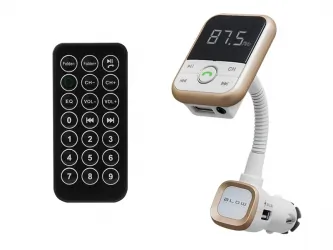 Transmiterem FM z zestawem głośnomówiącym Bluetooth 4.0 biały + pilot