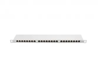Patch panel 24x port 0.5U LANBERG do szafy RACK 19&quot; KAT.5E ekranowy szary