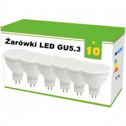 Zestaw 10x żarówek LED GU5.3, 5W, AC/DC12V, 400lm!, WW