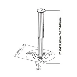 Uchwyt sufitowy do projektora multimedialnego Cabletech do 10kg - srebrny