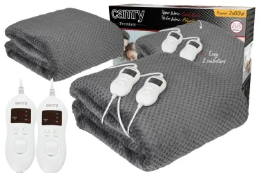 Podwójny elektryczny koc podkładowy z czasomierzem Camry CR 7417 szary 150cm x 160cm 