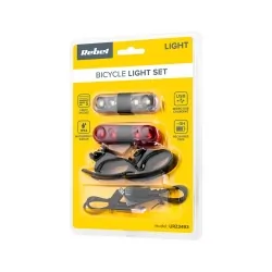 Zestaw lampka rowerowa LED na przód i tył Rebel USB komplet