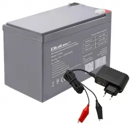 2x Akumulator AGM Qoltec 12V 12Ah HQ + ładowarka