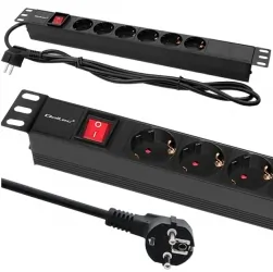 Listwa zasilająca RACK PDU Qoltec do szafy RACK 19&quot; 1U 16A 2m 6xSCHUKO