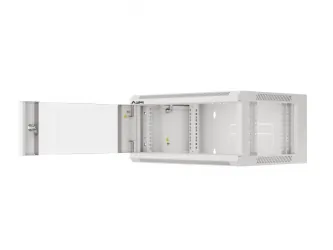 Szafa instalacyjna RACK wisząca 19'' 15U 570x450 drzwi szklane szybki montaż Lanberg (flat pack) - szara