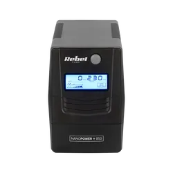 Zasilacz awaryjny komputerowy UPS REBEL Nanopower Plus 850 offline 850VA 480W LCD USB RJ45