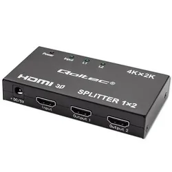 Aktywny rozdzielacz Splitter 2 x HDMI 4K x 2K Qoltec 3.4Gb/s High stability