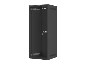 Szafa instalacyjna RACK wisząca 10'' 15U 280x310 drzwi szklane Lanberg (flat pack) - czarna