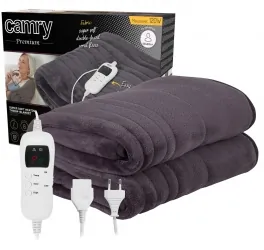 Elektryczny koc nakładany z czasomierzem super miękki Camry CR 7418 szary 160x180cm  pilot LCD