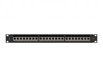 Patch panel 24x port 1U LANBERG do szafy RACK 19" KAT.7 ekranowany czarny