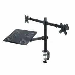 Uchwyt biurkowy do dwóch monitorów LED/LCD 13-27 cala z półką na laptopa notebooka