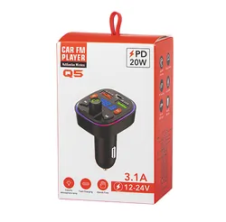 Podświetlany transmiter FM BLOW Bluetooth 5.0 USB QC3.0 USB-C PD 20W