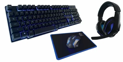 Zestaw dla graczy SHERMAN 4w1 klawiatura z podświetleniem LED + mysz + podkładka + słuchawki