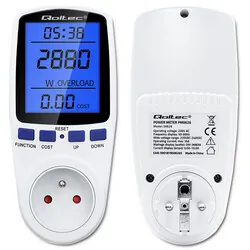 Watomierz licznik zużycia energii PM0626 Qoltec 3680W 16A LCD