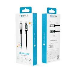 Kabel USB-C/Lightning 27W Forever LCD 1m czarny