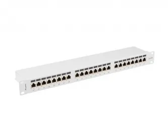 Patch panel 24x port 1U LANBERG do szafy RACK 19&quot; KAT.6A ekranowany szary