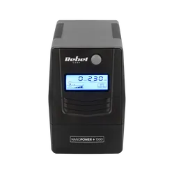 Zasilacz awaryjny komputerowy UPS REBEL Nanopower Plus 1000 offline 1000VA 600W LCD USB RJ45