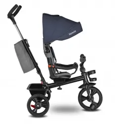 Wózek spacerowy rowerek trójkołowy pchacz 2w1 LIONELO HAARI obracany - jeans