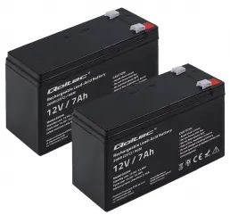 2x Akumulator AGM Qoltec 12V 7Ah HQ + ładowarka