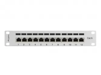 Patch panel 12x port LANBERG do szafy RACK 10&quot; 1U KAT6 szary