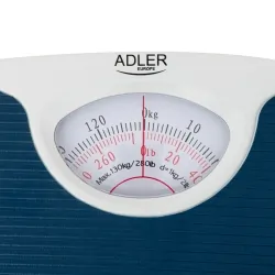 Klasyczna mechaniczna waga łazienkowa Adler AD 8151b  do 130 kg - biało granatowa