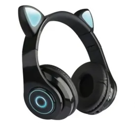 Słuchawki nauszne bezprzewodowe Bluetooth z uszami czarne