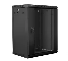 Szafa instalacyjna RACK wisząca 19'' 15U 600x450 drzwi szklane Lanberg - czarna