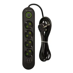 Listwa przedłużacz sieciowy BLOW 4 gniazda   3x USB 2m - czarny