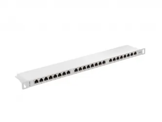 Patch panel 24x port 0.5U LANBERG do szafy RACK 19&quot; KAT.6 ekranowy szary