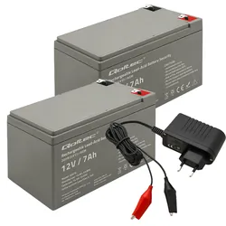 2x Akumulator AGM Qoltec 12V 7Ah max. 105A Security   ładowarka