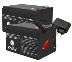 2x Akumulator żelowy CSSB 12V 12Ah   ładowarka