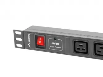 Listwa zasilająca RACK PDU LANBERG do szafy RACK 19&quot; 1U 16A 2m 2xC19 + 6xIEC C13 czarna C20