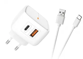Ładowarka sieciowa XO L60 PD QC 3.0 18W 1xUSB 1xUSB-C biała + kabel USB/USB-C
