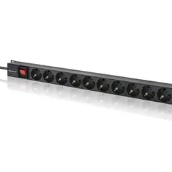 Aluminiowa listwa zasilająca PDU do szafy RACK 19'' 1U 16A 16xSCHUKO 1.8m