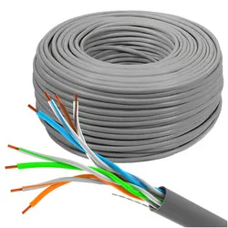 Kabel sieciowy LAN UTP ethernet skrętka RJ45 KAT-5E DRUT CCA szary - 100m