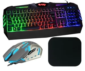Klawiatura gamingowa podświetlana dla graczy FURY SPITFIRE + mysz + słuchawki
