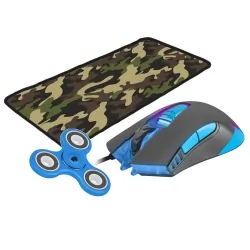 Mysz gamingowa dla graczy FURY PREDATOR z podświetleniem + słuchawki Fury Wildcat + mata
