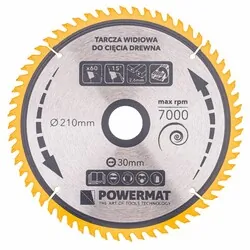 Tarcza widiowa do drewna 210x30 60 zębów Powermat TDD-210x30x60Z