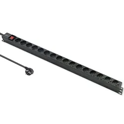 Aluminiowa listwa zasilająca PDU do szafy RACK 19'' 1U 16A 16xSCHUKO 1.8m