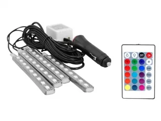 Zestaw oświetlenia kabiny samochodu 9xLED RGB wnętrza auta + pilot