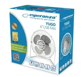 Wentylator biurkowy przenośny Esperanza Yugo 6&amp;#039;&amp;#039; USB - biały