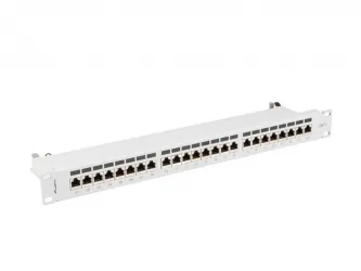 Patch panel 24x port 1U LANBERG do szafy RACK 19" KAT.7 ekranowany szary