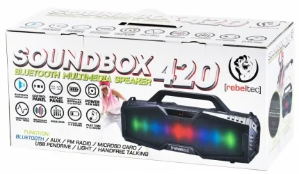 Rebeltec SoundBOX 420 głośnik bluetooth RGB radio BASS MP3 SD USB AUX