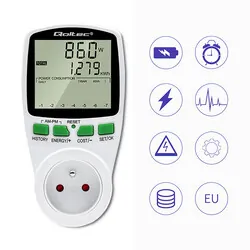 Watomierz licznik zużycia energii PM0627 z historią pomiaru Qoltec 3680W 16A LCD