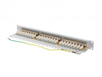 Patch panel 24x port 1U LANBERG do szafy RACK 19&quot; KAT.6A ekranowany szary