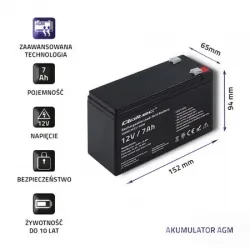 Akumulator AGM Qoltec 12V 7Ah HQ