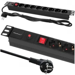 Listwa zasilająca antyprzepięciowa CB RACK PDU Qoltec do szafy RACK 19&quot; 1U 16A 2m 8xFRENCH