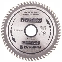 Tarcza widiowa do drewna 125x22.2 60 zębów Powermat TDD-125x22.2x60Z