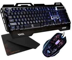Aluminiowa klawiatura dla graczy Rebeltec DEFENDER LED color + podświetlana mysz + mata + słuchawki
