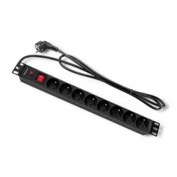 Listwa zasilająca antyprzepięciowa CB RACK PDU Qoltec do szafy RACK 19&quot; 1U 16A 2m 8xFRENCH